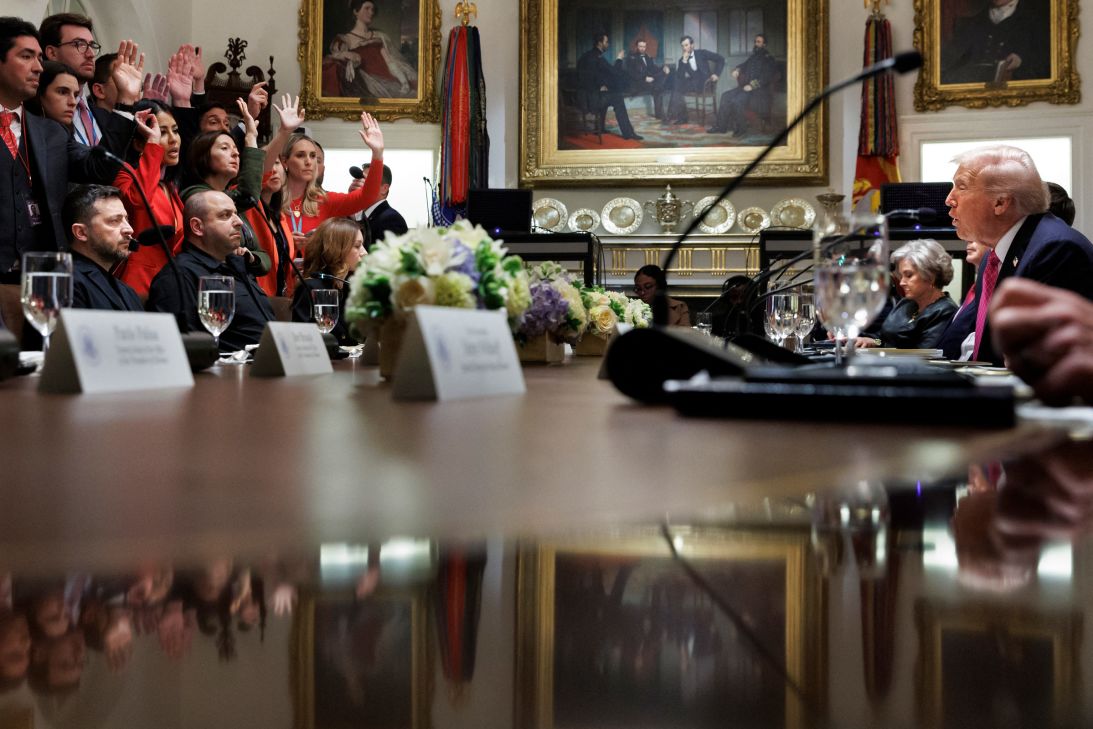 US President Donald Trump meets with Ukrainian President Volodymyr Zelensky in the Cabinet Room of the White House in Washington, DC, on October 17.