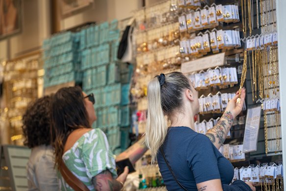 Shoppers at Lovisa’s Melbourne CBD store.