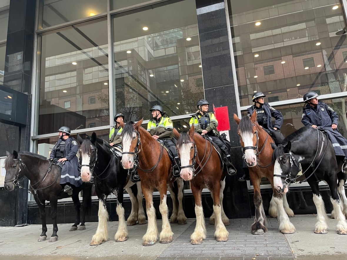 Police officers at protest. 