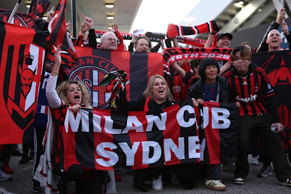 Fans of Milan Club Sydney before the pre-season friendly between AC Milan and Perth Glory in July.