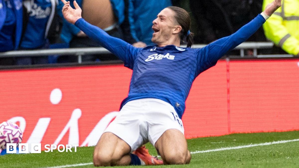 Jack Grealish celebrates scoring Everton's winner against Crystal Palace