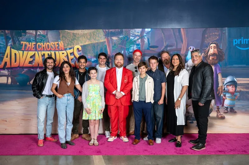 The cast of "The Chosen Adventures" pose for a photo at a special screening held at The Culver Theatre in Los Angeles, Calif., on Saturday, Oct. 11, 2025. | David J. Crewe, for 5&2 Studios and Amazon MGM Studios