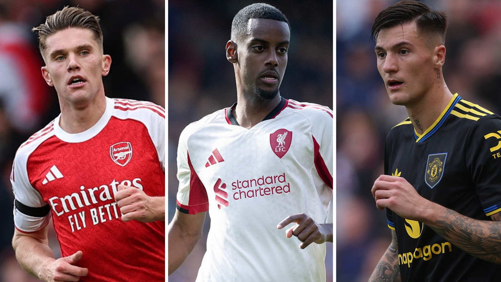 Viktor Gyokeres (left), Alexander Isak (centre) and Benjamin Sesko in a split picture