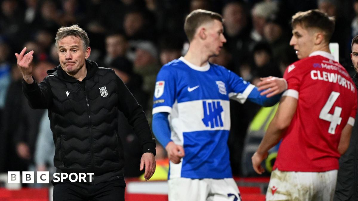 Phil Parkinson gives instructions to his players from the touchline during Wrexham's game against Birmingham City last season