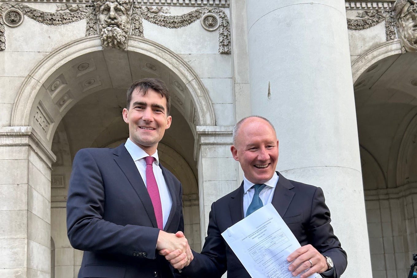 Jack Chambers with Jim Gavin as the latter submitted his nomination papers for the presidential race