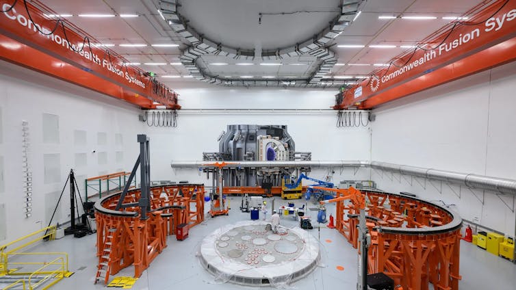 A complex maching being built