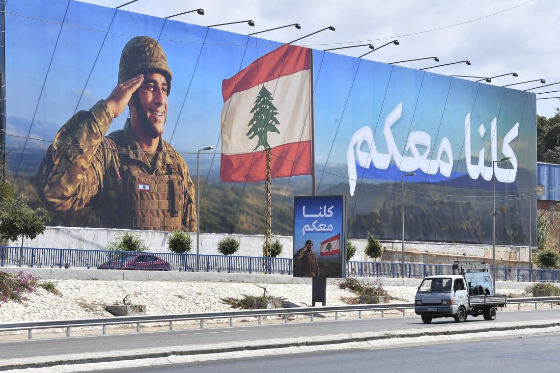Sep. 3, Beirut, Lebanon: Posters supporting the army are displayed on streets and bridges ahead of a Cabinet meeting to discuss disarming Hezbollah and transferring all weapons to state control.