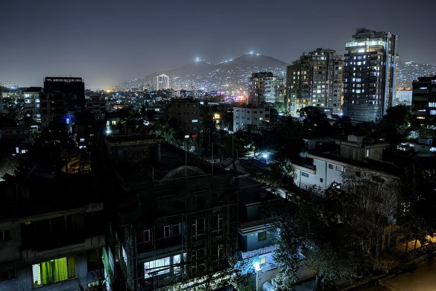 A general view shows the city of Kabul following a nation-wide telecom outage.