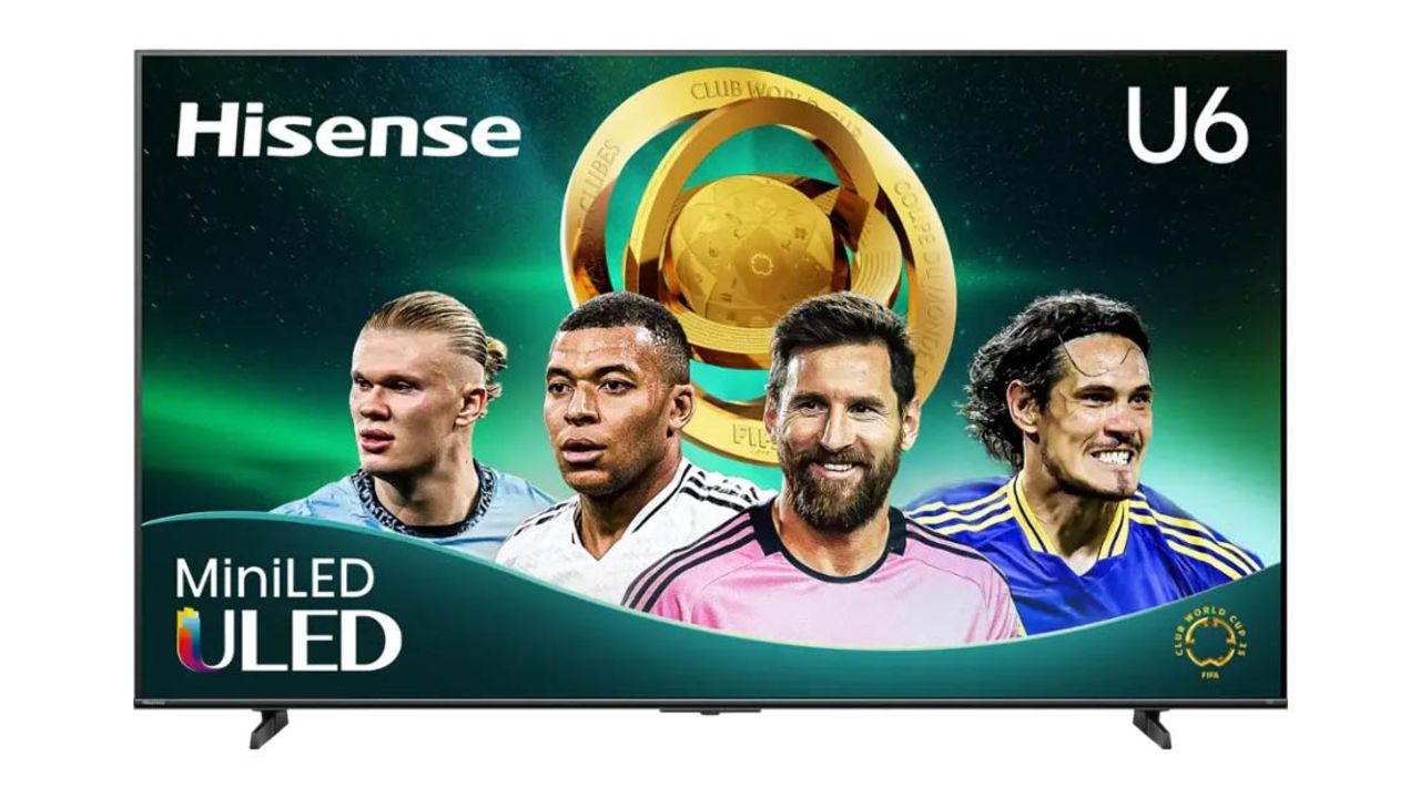 Soccer players appear on the Hisense U6 TV