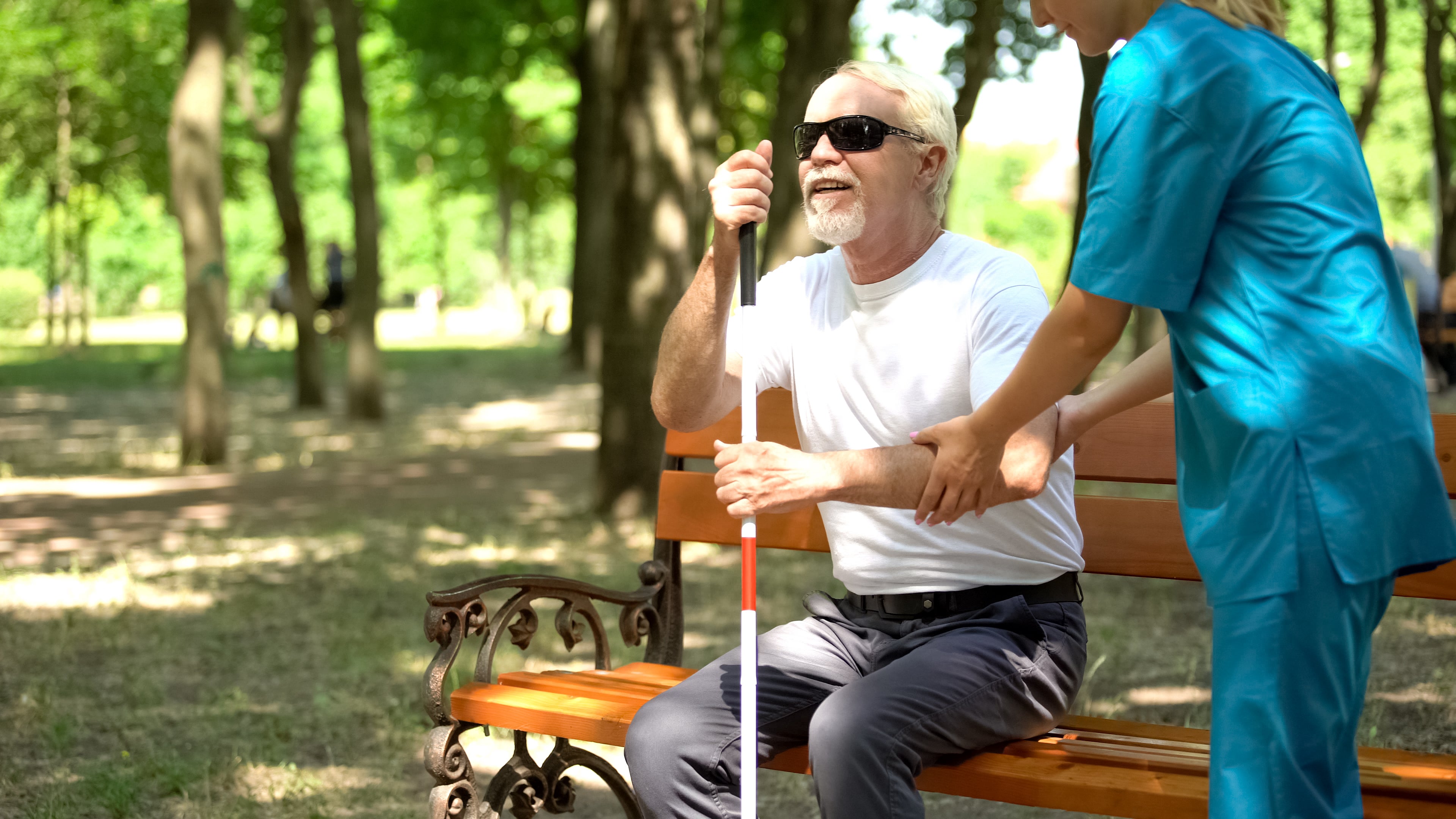 Vision rehabilitation can help people using white canes to move about so they can travel without another person's aid
