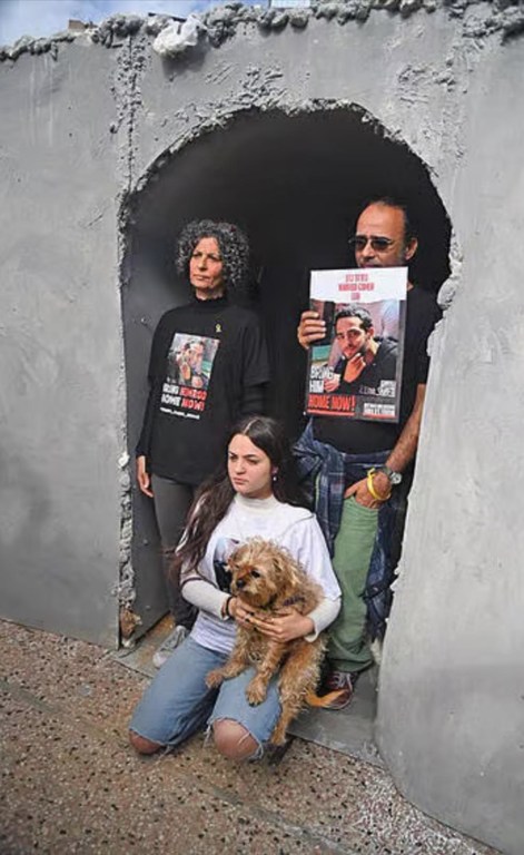 Yehuda Cohen and his wife Viki standing together in solidarity as they continue their efforts to bring their son Nimrod home.	