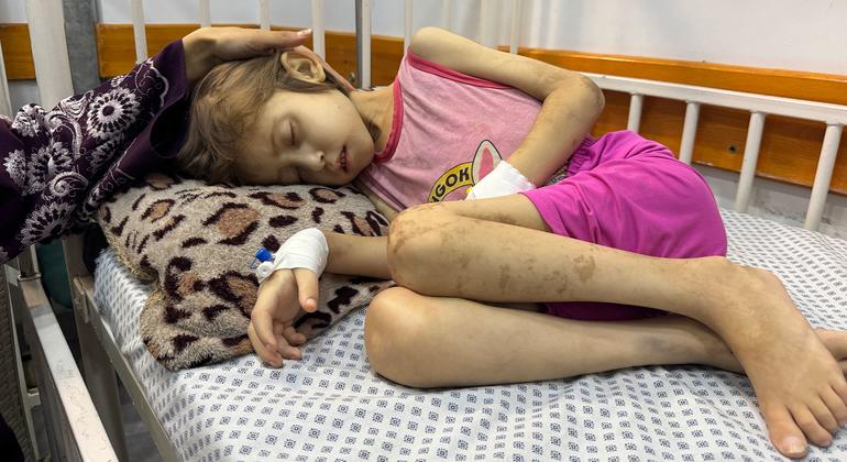 Nine-year-old Jana Ayed receiving treatment at a Gaza City hospital weeks before she died.