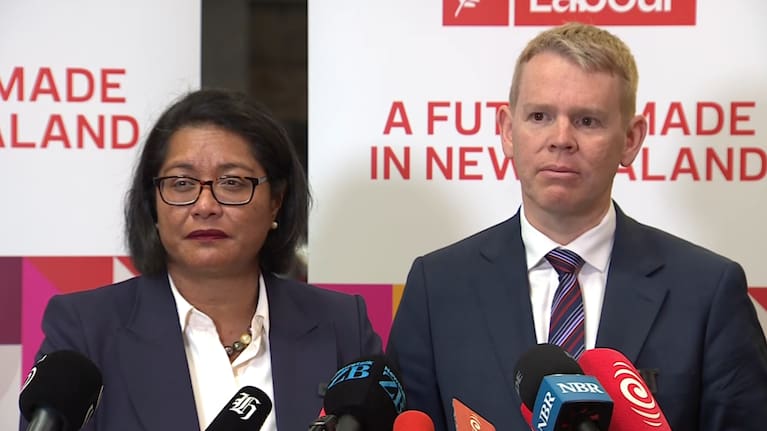 Labour leader Chris Hipkins and Labour finance spokesperson Barbara Edmonds.