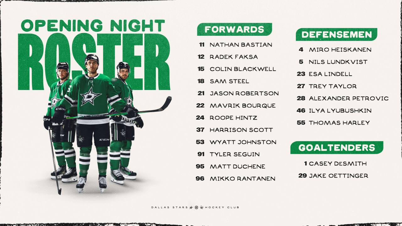 Dallas Stars announce opening night roster for 2025-26 season - NHL.com