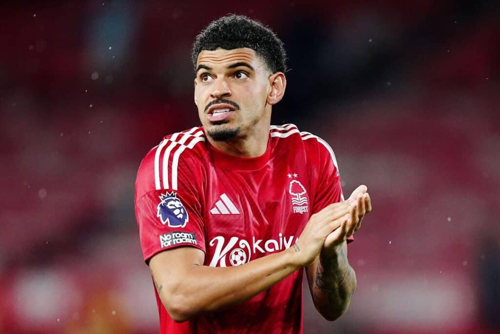 Footballer Morgan Gibbs-White playing for Nottingham Forest Football Club