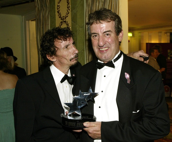 Only Fools And Horses stars Patrick Murray (Mickey Pearce) and John Challis (Boycie) attend the TV Quick Awards at the Dorchester Hotel on September 9, 2002.