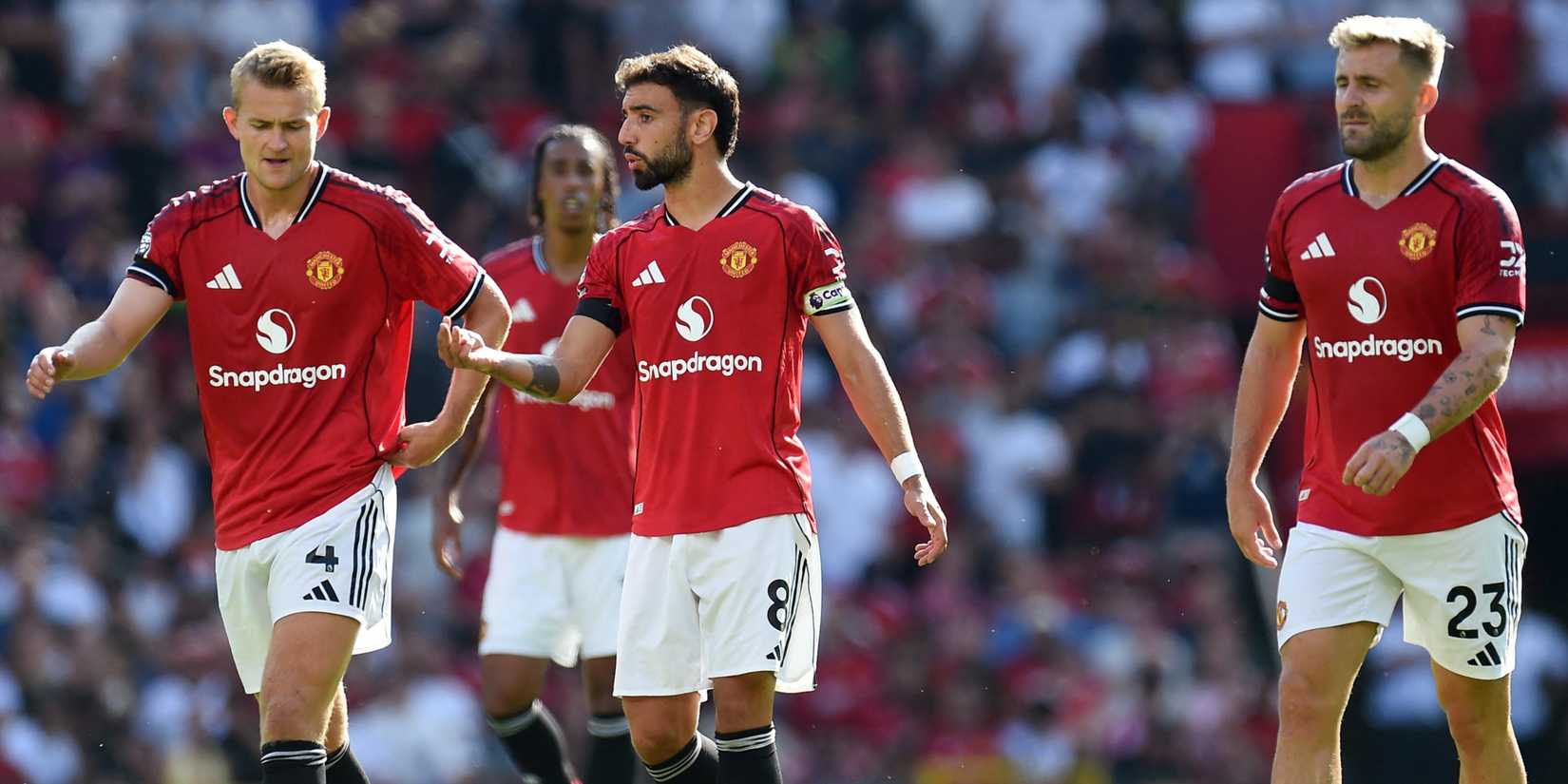 Manchester United's Matthijs de Ligt, Bruno Fernandes and Luke Shaw