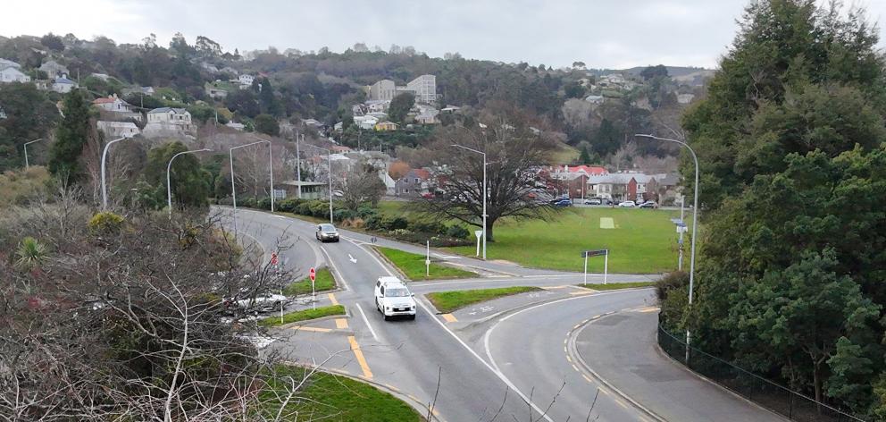 The 'problematic' intersection of Pine Hill Rd and Great King St in Dunedin. File photo