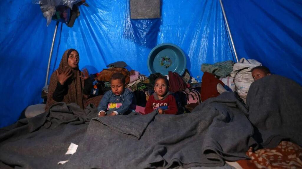 עזתים בתוך מחסות מיריעות ניילון