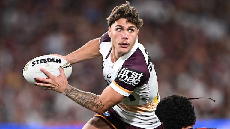 Reece Walsh of the Broncos during the NRL Grand Final match between the Brisbane Broncos and the Melbourne Storm at Accor Stadium.
