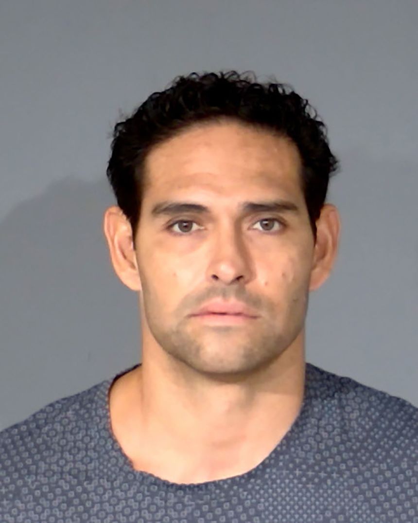 A booking photo of former NFL quarterback and sports analyst Mark Sanchez.
