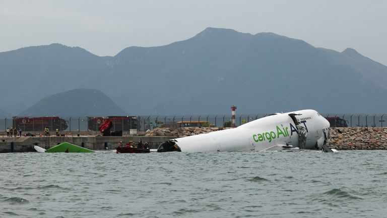 The nose and tail sections separated after the crash. Pic: Reuters