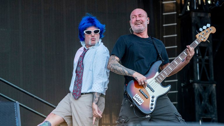 Fred Durst, left, on stage with Rivers in 2023. Pic: Amy Harris/Invision/AP