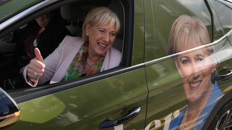 Fine Gael's presidential candidate Heather Humphreys on the campaign trail in Dublin. Pic: PA