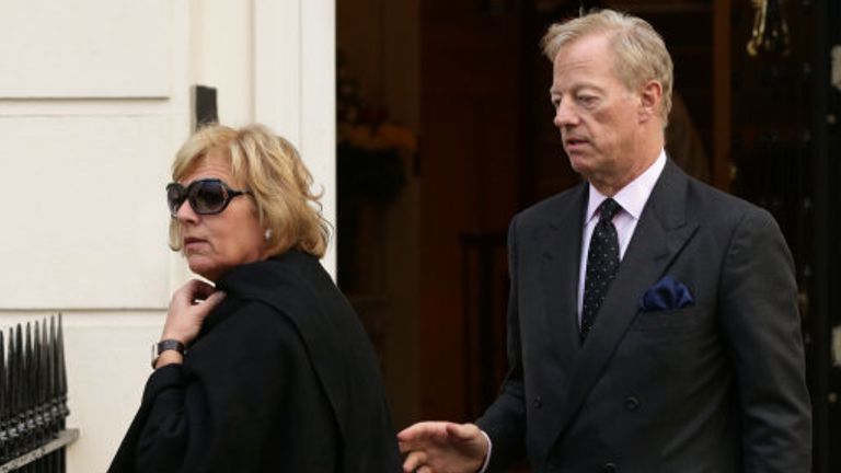 Mark and Carol Thatcher on the day of their mother's funeral in 2013. Pic: PA