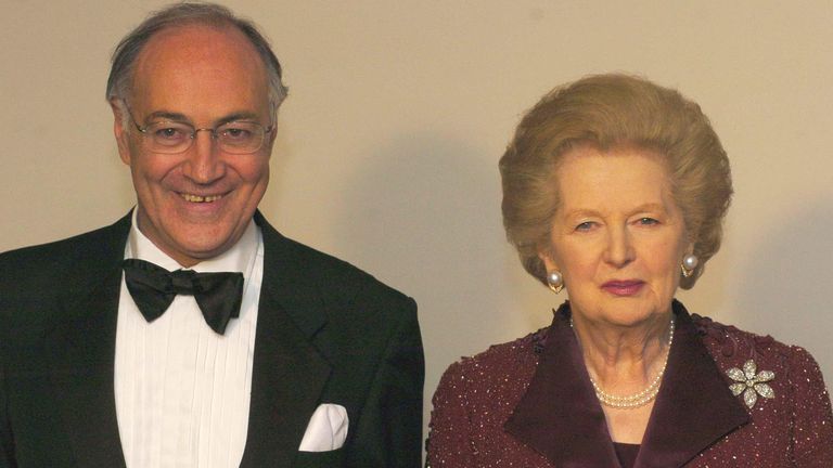 Baroness Thatcher and Michael Howard in 2004. Pic: PA