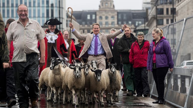 Michael Portillo in 2019 opening the wool fair in the City of London. Pic: Reuters