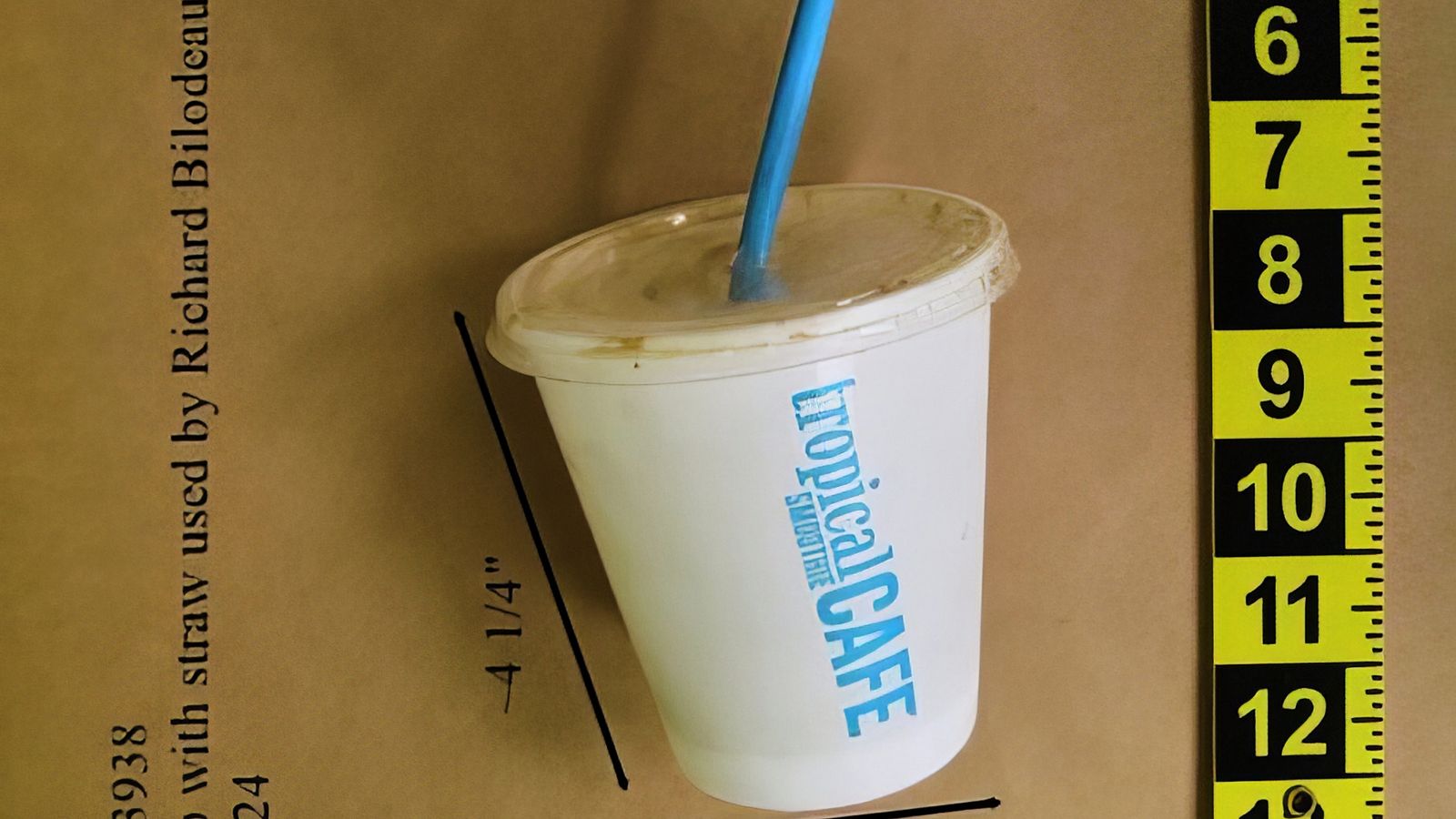 A cup and straw used by Richard Bilodeau. Pic: Nassau County District Attorney/AP