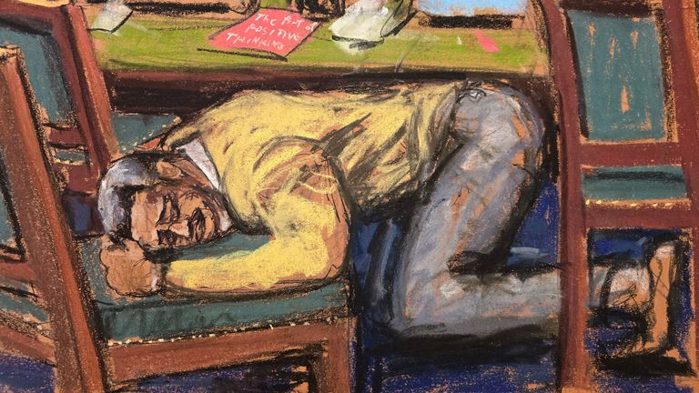 Combs fell to his knees when the verdict was delivered. Pic: Reuters/Jane Rosenberg
