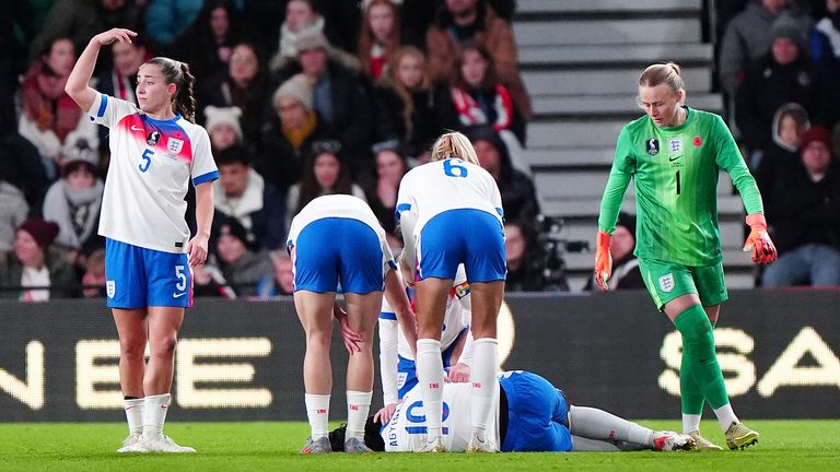 Michelle Agyemang was in tears as she was stretchered off