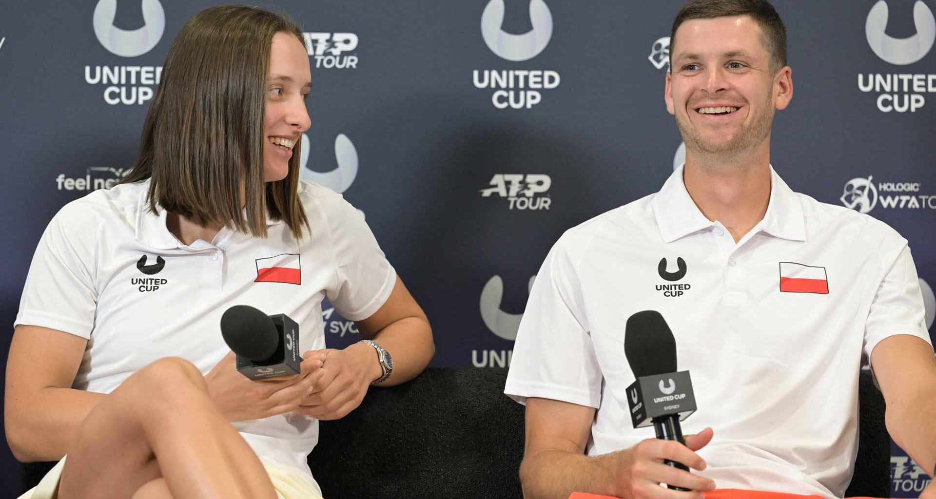 Iga Swiatek and Hubert Hurkacz at the 2025 United Cup in Sydney.