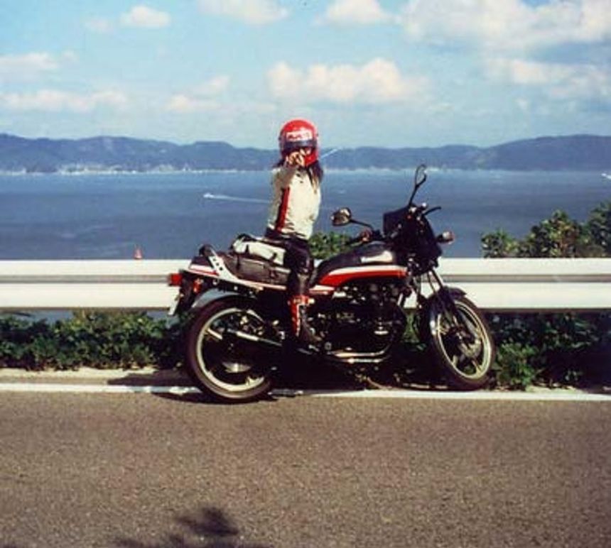 <strong> </strong>Takaichi is seen on her “beloved” Kawasaki Z400GP motorcycle in an undated photo.