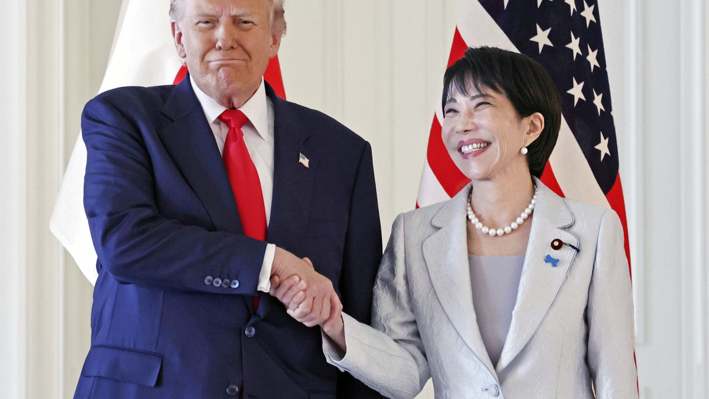 Trump praises Japan's new prime minister during visit : NPR