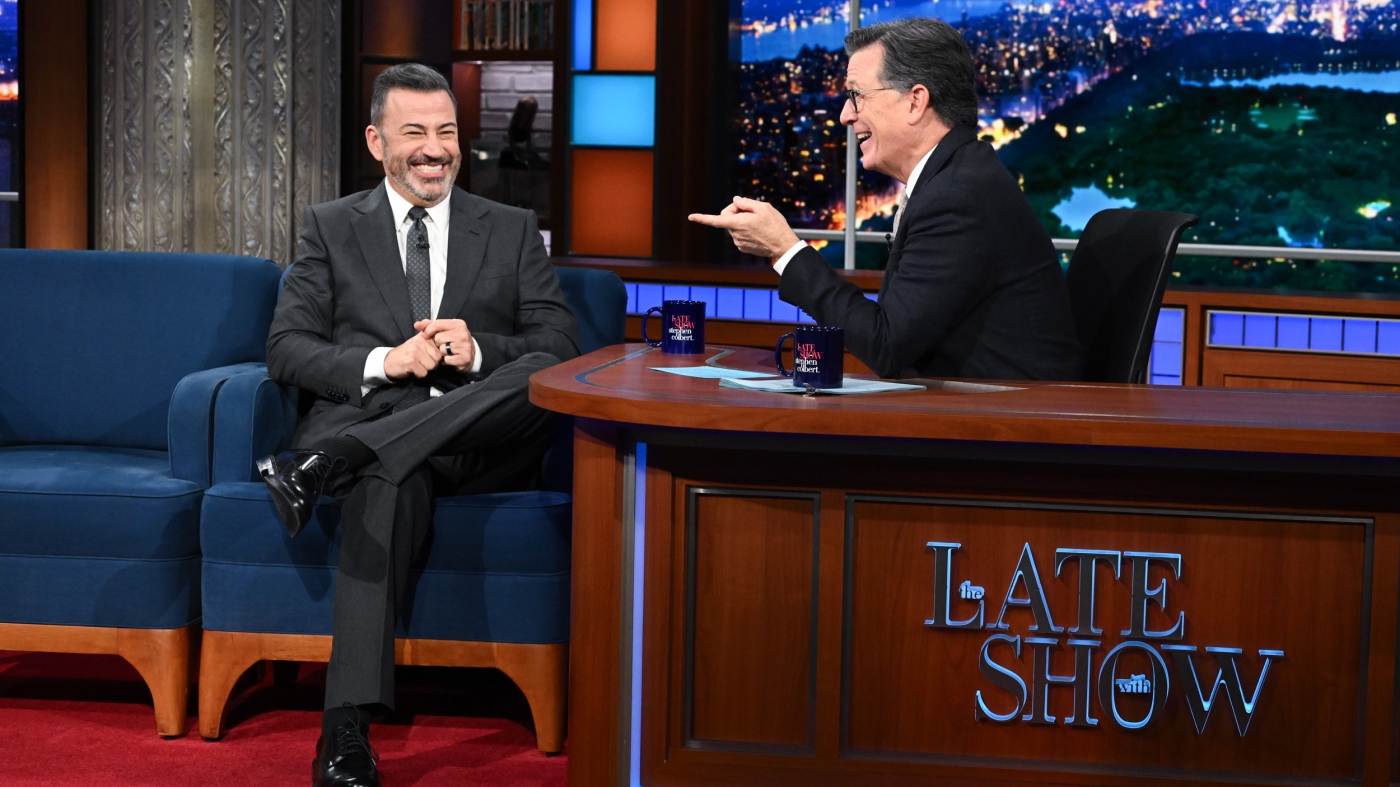 Kimmel and Colbert appear as guests on each other’s shows : NPR