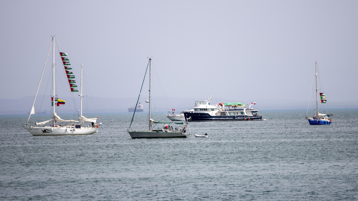 Activists say Israeli navy has begun intercepting a Gaza-bound aid flotilla : NPR