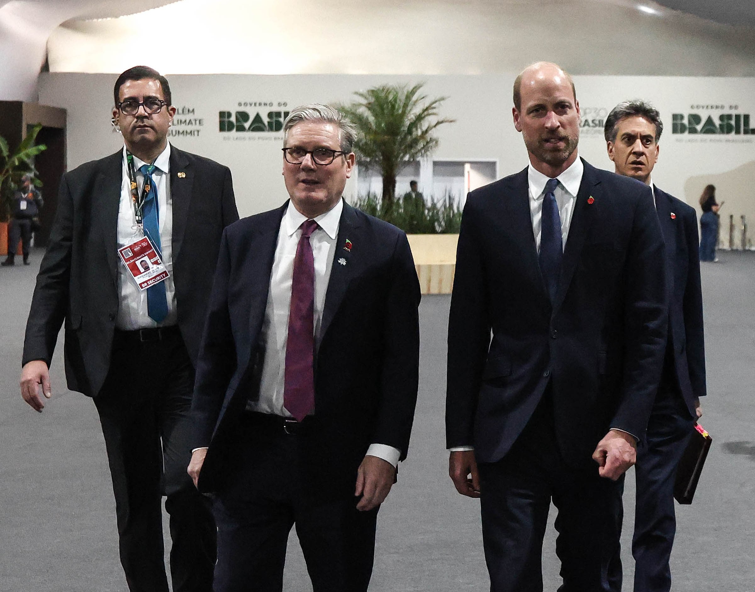 Prince William and Keir Starmer walking together at COP30.