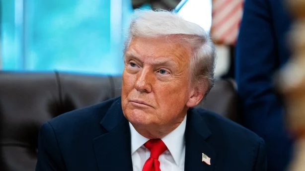 US President Donald Trump during a Diwali celebration in the Oval Office of the White House in Washington, DC