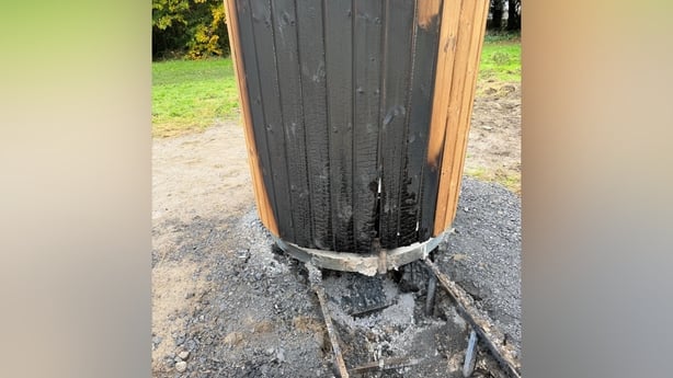 A view of the damage to a toilet hut in St Anne's Park after a fire