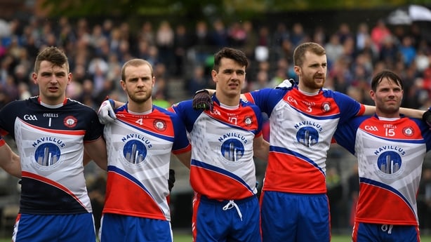 New York players, from left, Vinny Cadden, Peter Witherow, Danny Sutcliffe, David Cunnane and Eugene McVerry in 2017