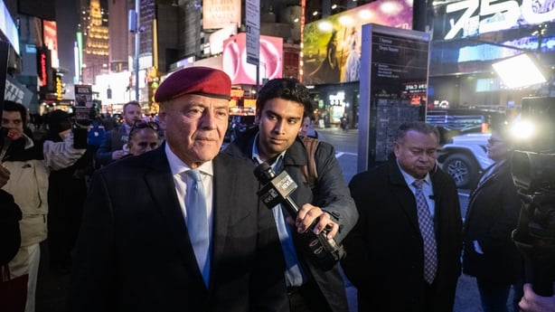 Republican candidate for mayor of New York City, Curtis Sliwa, campaigns in Manhattan 