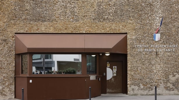 This photograph shows the entrance of the Sante prison in Paris