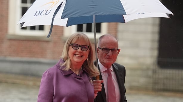 Former president Mary McAleese and her husband Martin McAleese arriving at Dublin Castle