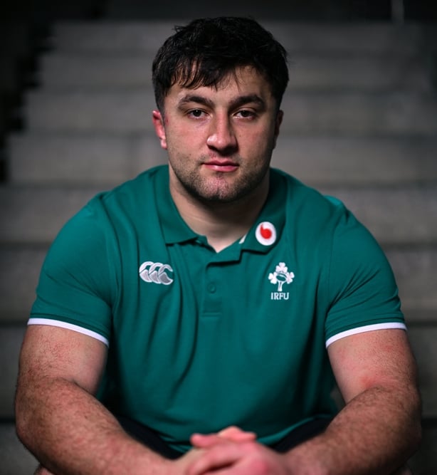 11 November 2025; Thomas Clarkson poses for a portrait after an Ireland Rugby media conference at the Sport Ireland Conference Centre at the Sport Ireland Campus in Dublin. Photo by David Fitzgerald/Sportsfile