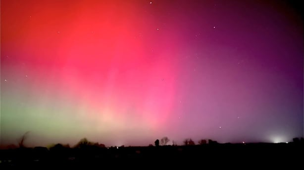 A view of the Northern Lights over Oran, Roscommon