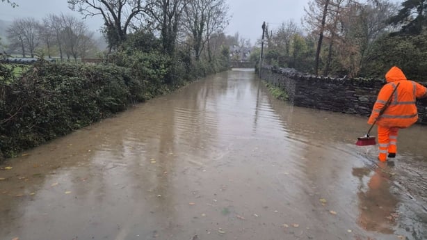 Flooding is seen in Ashford Co Wicklow