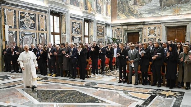 Pope Leo XIV welcomes actors, filmmakers, directors, and scriptwriters during an audience with the Film Industry at the Clementine Hall